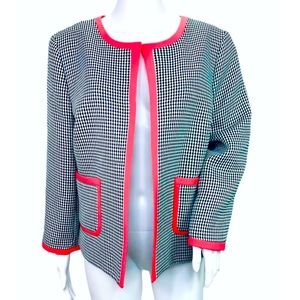 Nine West Checkered Houndstooth Blazer Jacket Pink NWT Preppy